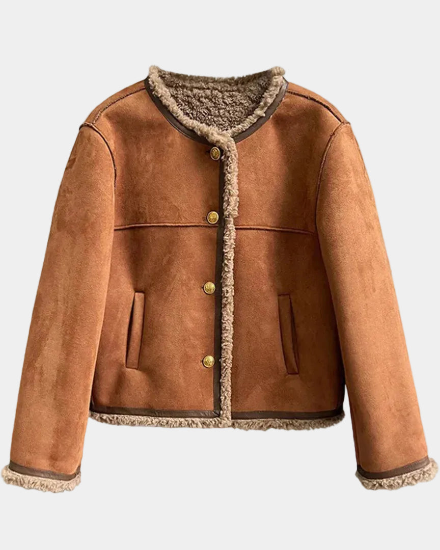 SELINE | SUEDE-LOOK CROPPED JACKET FOR WOMEN