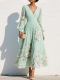 Cisella | Light Green Floral Midi Dress