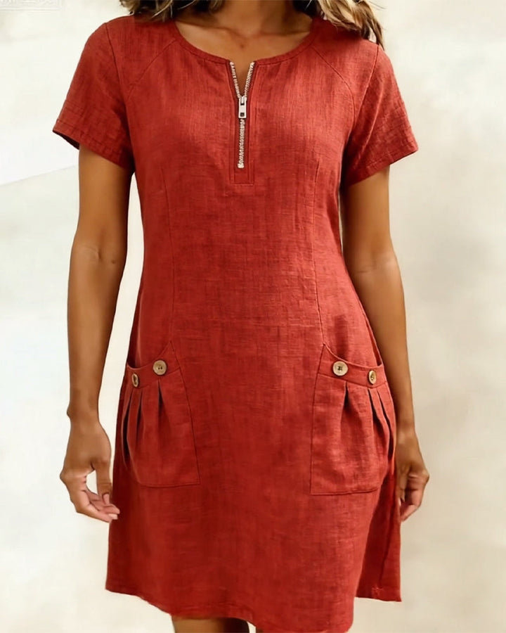 Lia | Cotton Dress with Zip Pocket