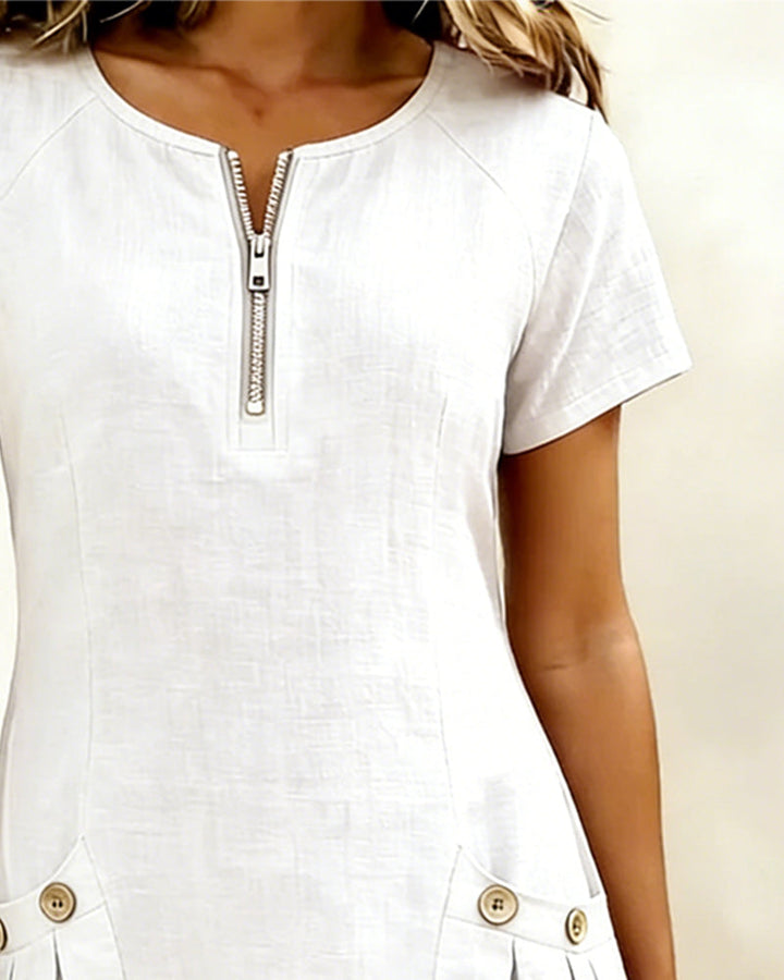 Lia | Cotton Dress with Zip Pocket