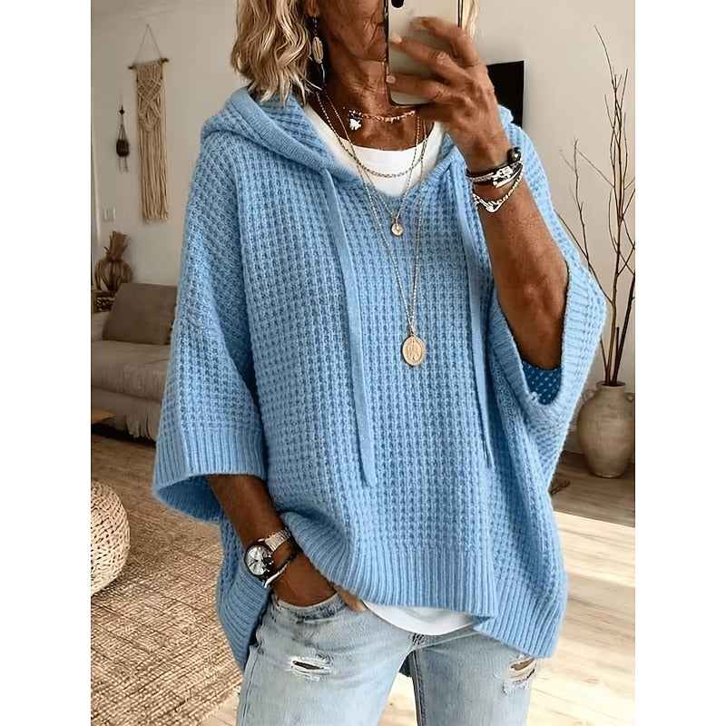 THALIA | WAFFLE HOODED JUMPER FOR WOMEN