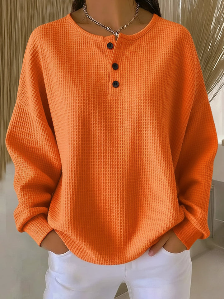 MIRABEL | COZY WAFFLE HENLEY SWEATSHIRT