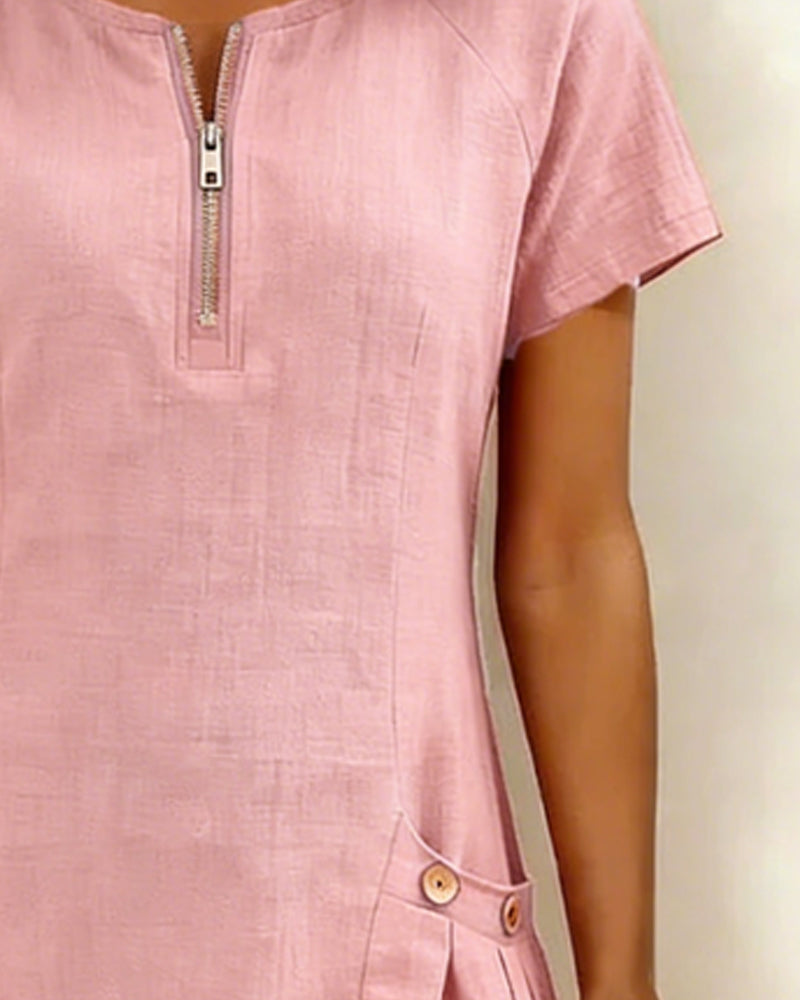 Lia | Cotton Dress with Zip Pocket