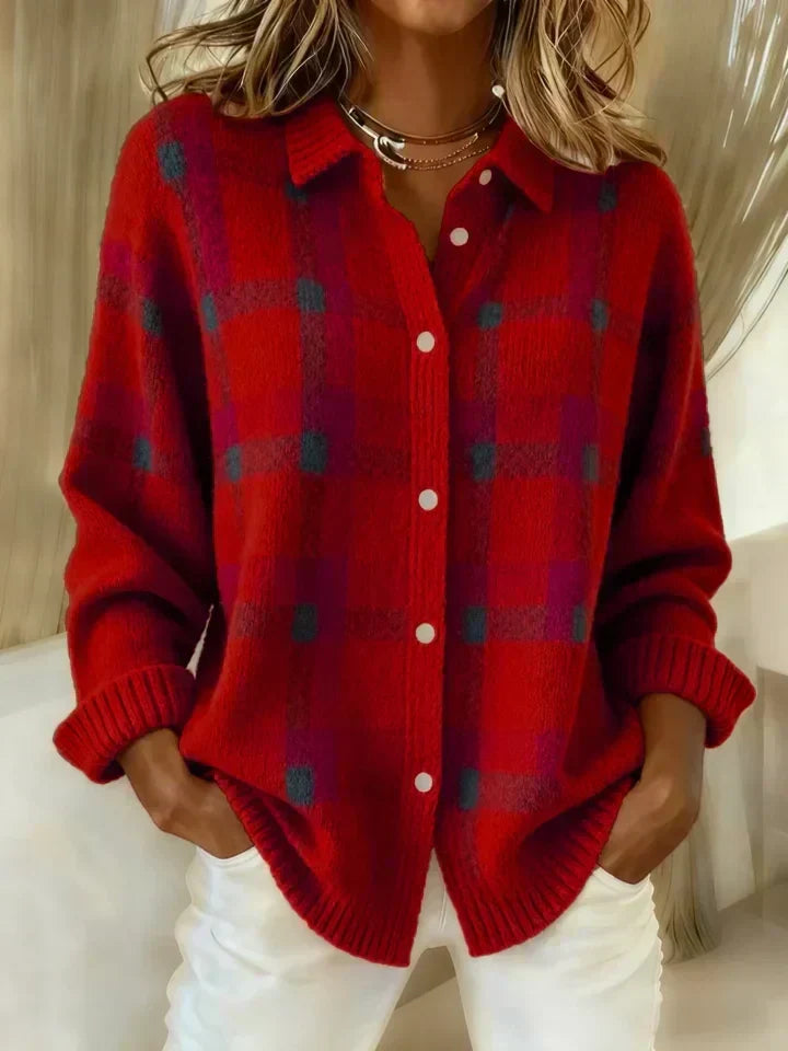 ANNA | PLAID BUTTON-UP TOP FOR WOMEN