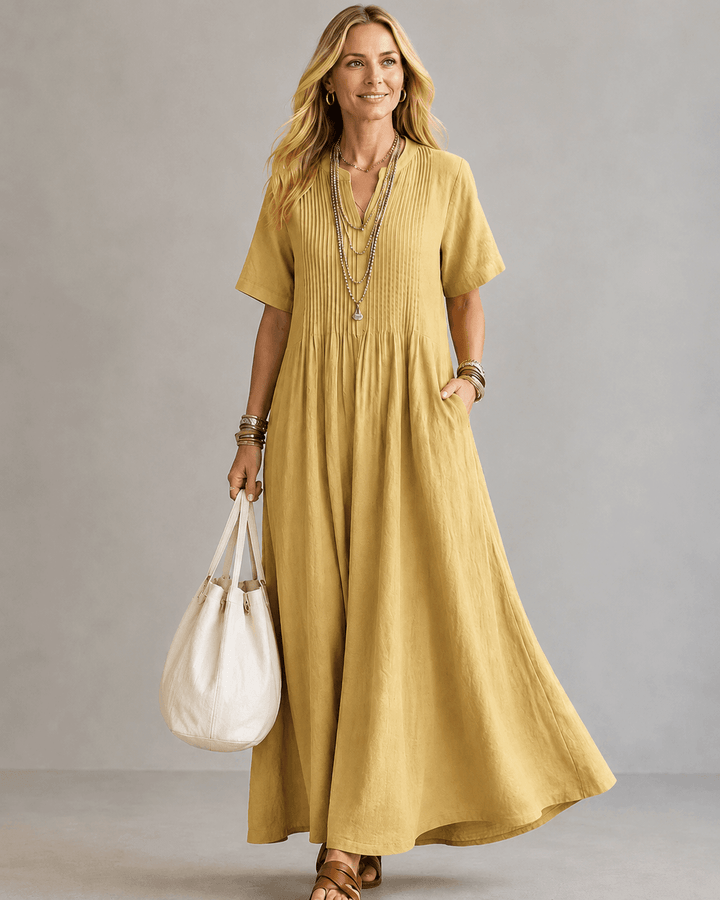 NATHALIA | PLEATED MAXI DRESS FOR WOMEN