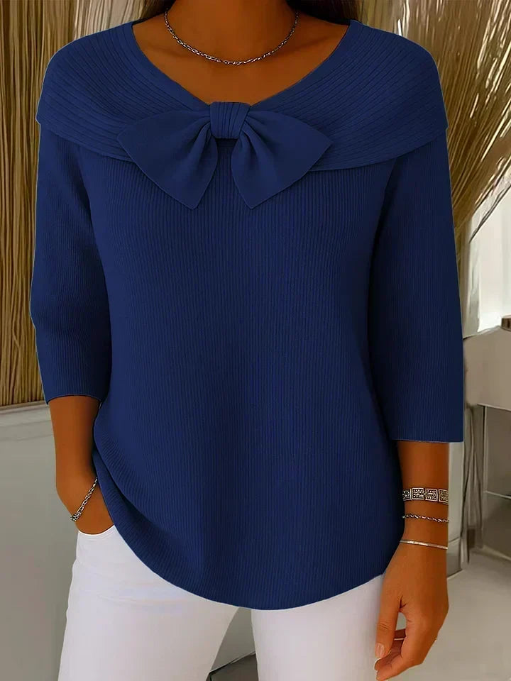 TIVELLA | SWEATER WITH BOW AND ROUND NECKLINE