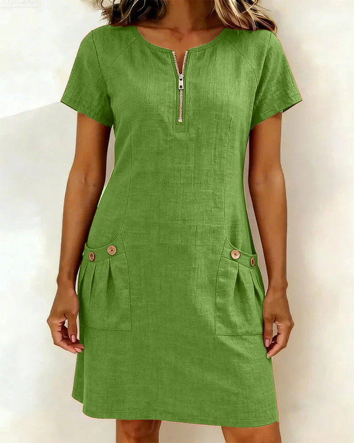 Lia | Cotton Dress with Zip Pocket