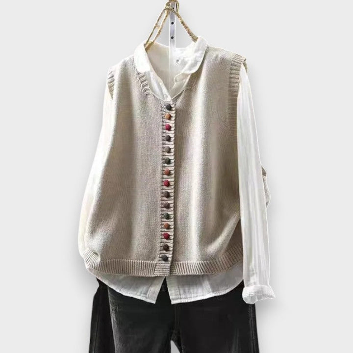 BELLA | BUTTON FRONT KNIT VEST FOR WOMEN