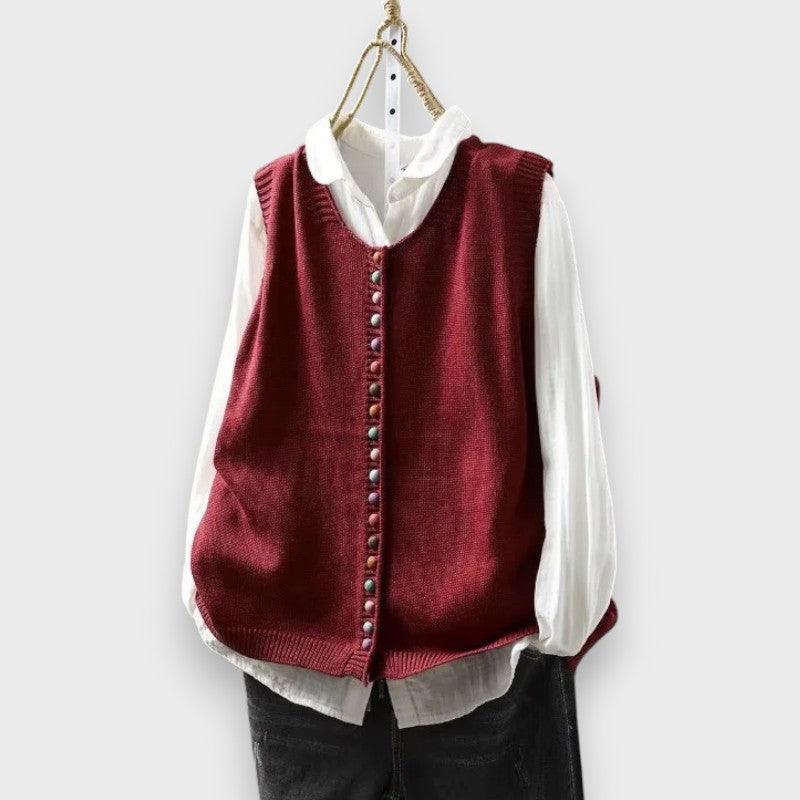 BELLA | BUTTON FRONT KNIT VEST FOR WOMEN