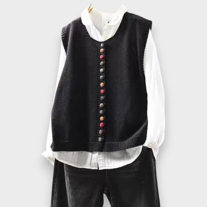 BELLA | BUTTON FRONT KNIT VEST FOR WOMEN
