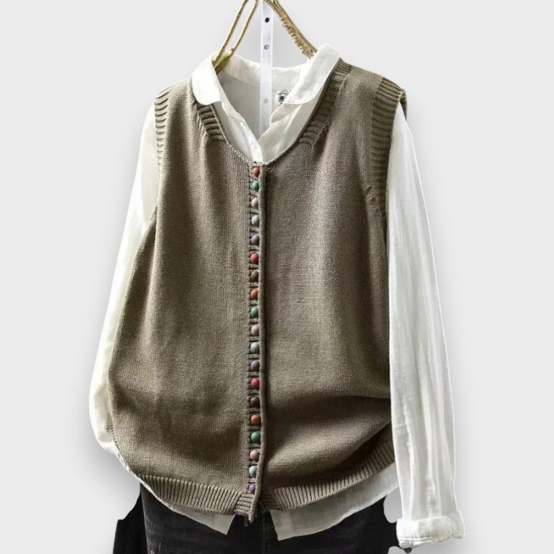 BELLA | BUTTON FRONT KNIT VEST FOR WOMEN