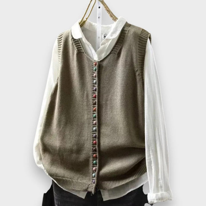 BELLA | BUTTON FRONT KNIT VEST FOR WOMEN