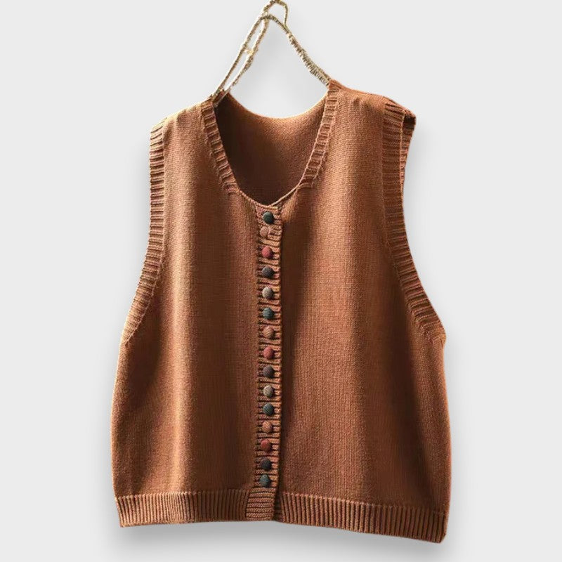 BELLA | BUTTON FRONT KNIT VEST FOR WOMEN