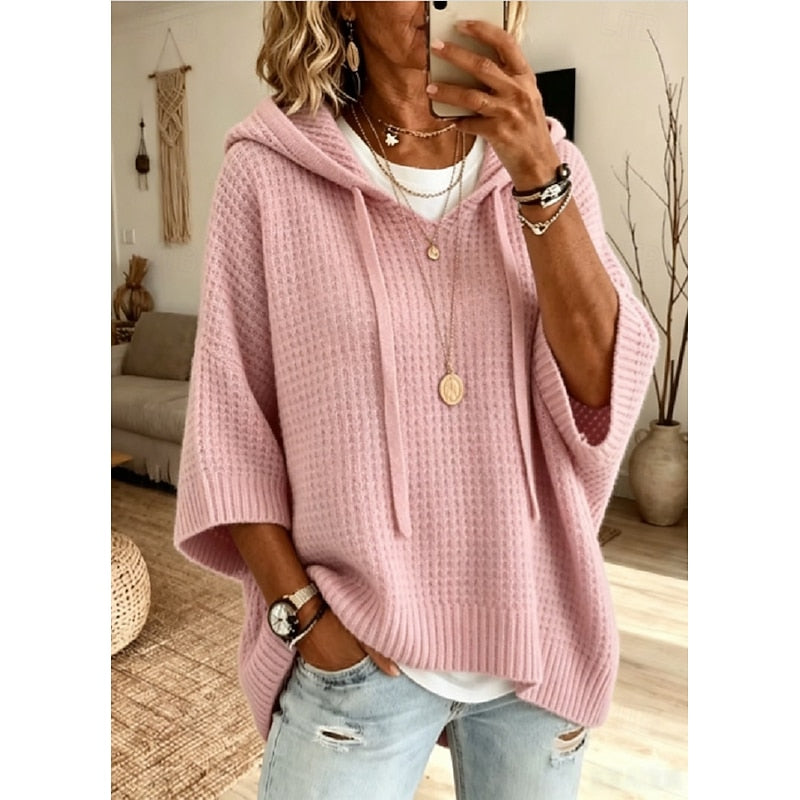 THALIA | WAFFLE HOODED JUMPER FOR WOMEN