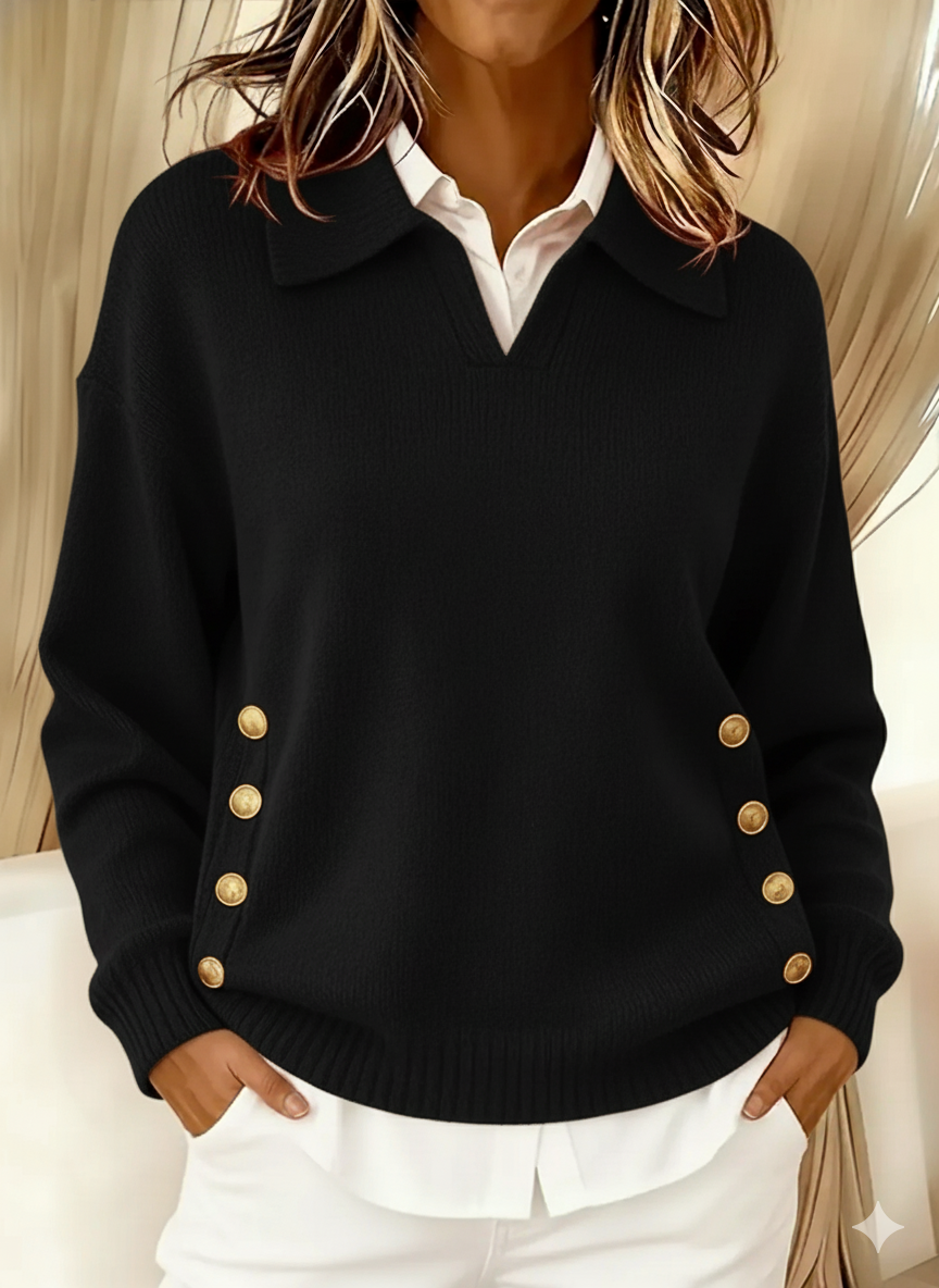 VYNETTE | V-NECK SWEATER WITH COLLAR