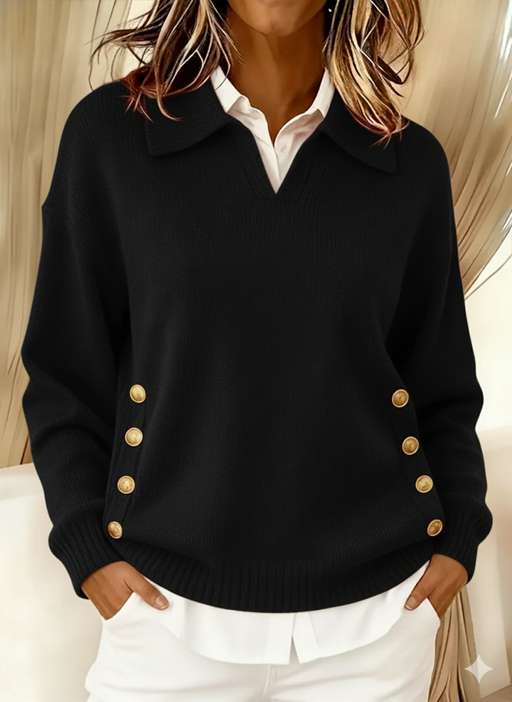 VYNETTE | V-NECK SWEATER WITH COLLAR