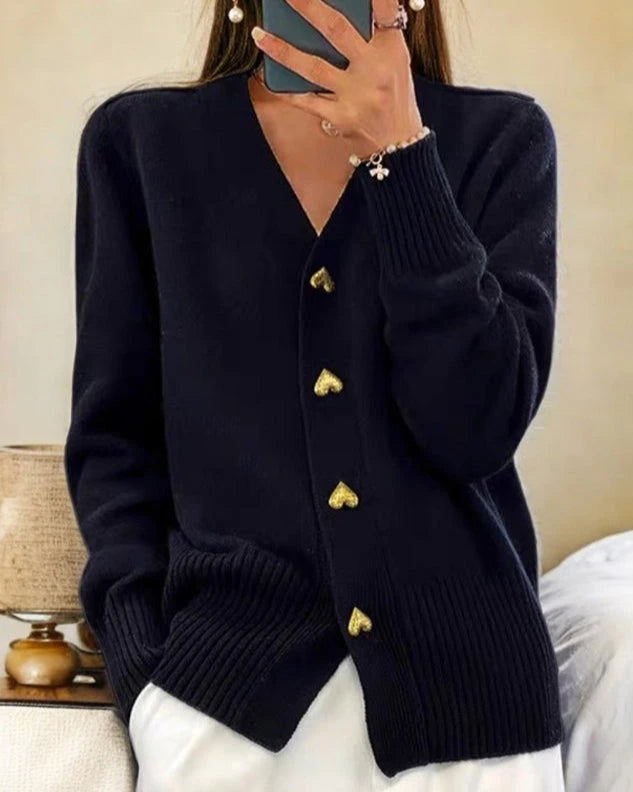 BEATRICE | HEART BUTTON CARDIGAN FOR WOMEN