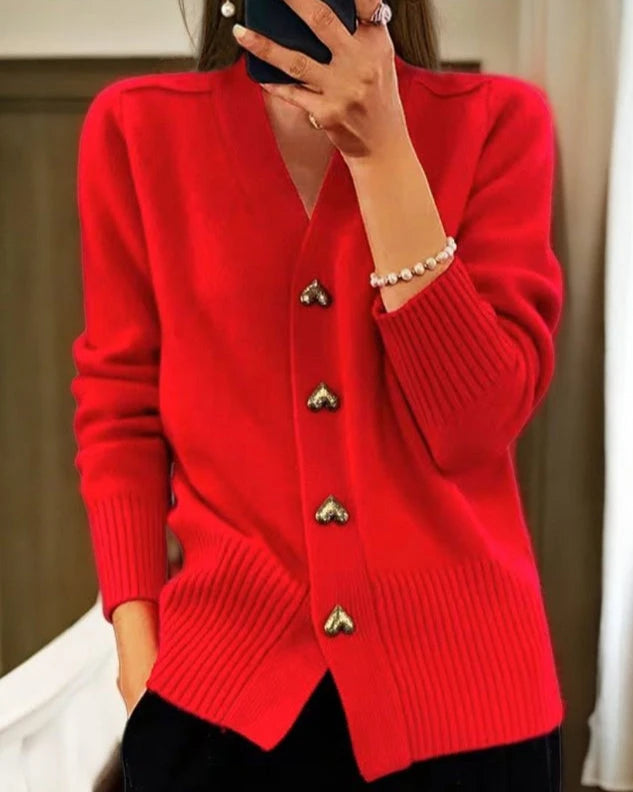 BEATRICE | HEART BUTTON CARDIGAN FOR WOMEN
