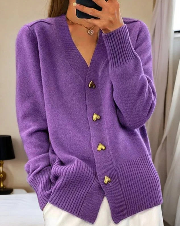 BEATRICE | HEART BUTTON CARDIGAN FOR WOMEN