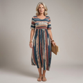 Georgia - Elegant Striped Midi Dress