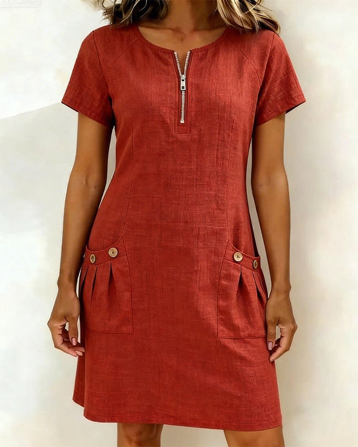 Lia | Cotton Dress with Zip Pocket