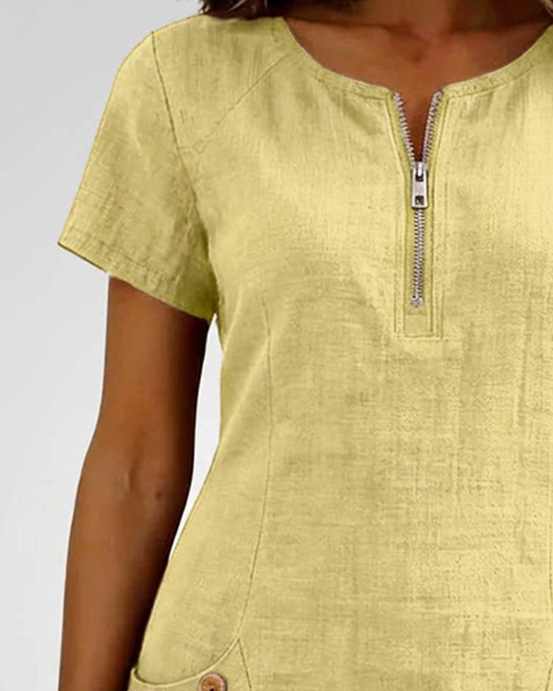 Lia | Cotton Dress with Zip Pocket