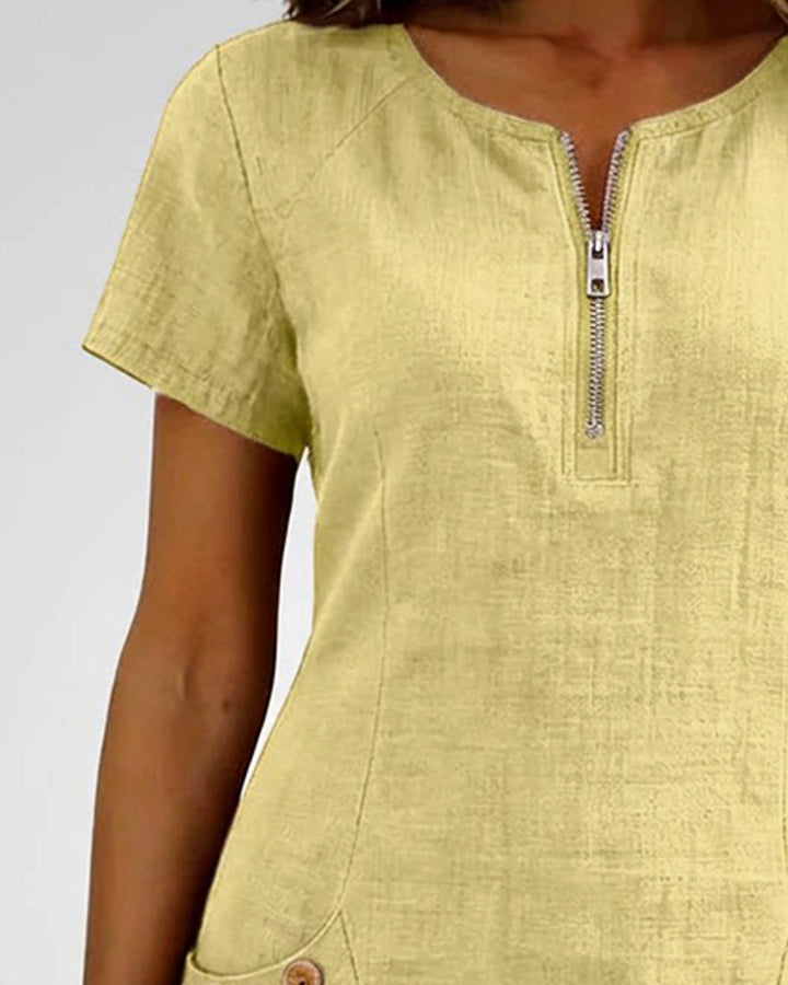 Lia | Cotton Dress with Zip Pocket