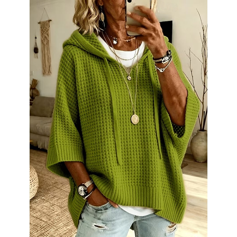 THALIA | WAFFLE HOODED JUMPER FOR WOMEN