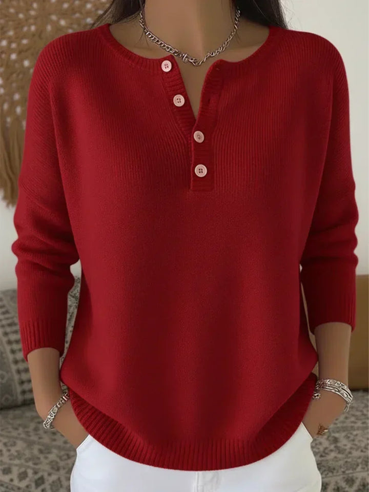 HELENA | HENLEY BUTTON-UP KNIT SWEATER