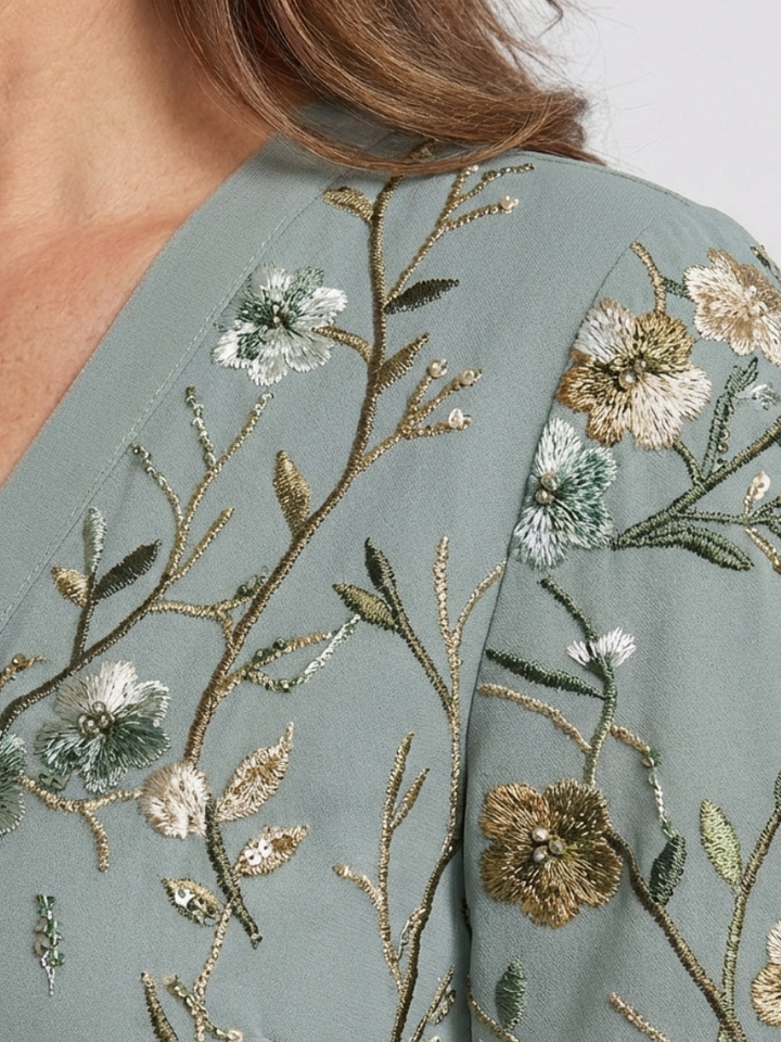 Bellthorne | Floral V Neck Short Sleeve Maxi Dress