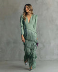 Chiara | Elegant Dress with Fringed Sleeves