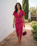 Carla | Printed Midi Dress with Puff Sleeves