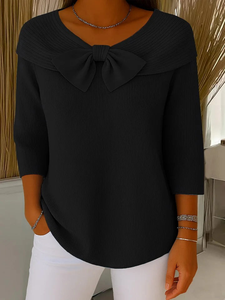 TIVELLA | SWEATER WITH BOW AND ROUND NECKLINE