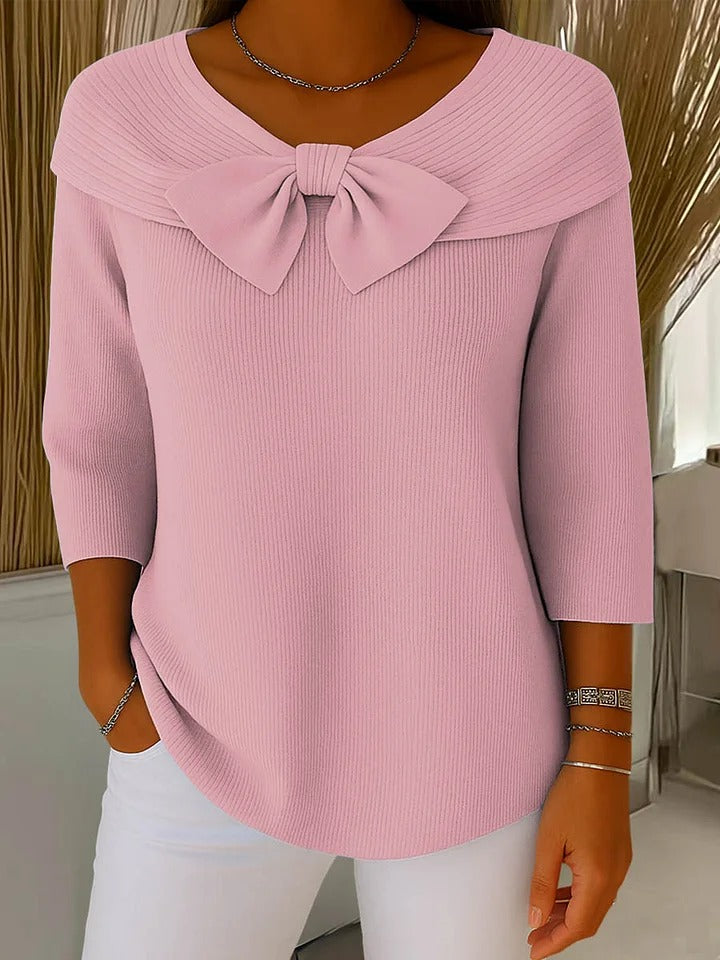 TIVELLA | SWEATER WITH BOW AND ROUND NECKLINE