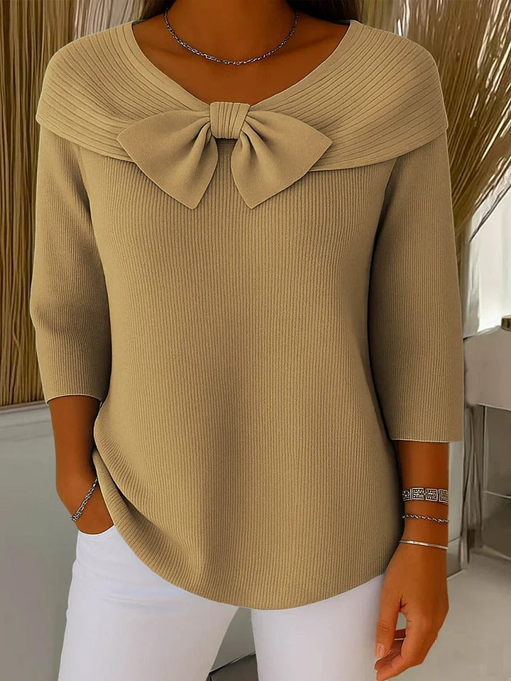 TIVELLA | SWEATER WITH BOW AND ROUND NECKLINE