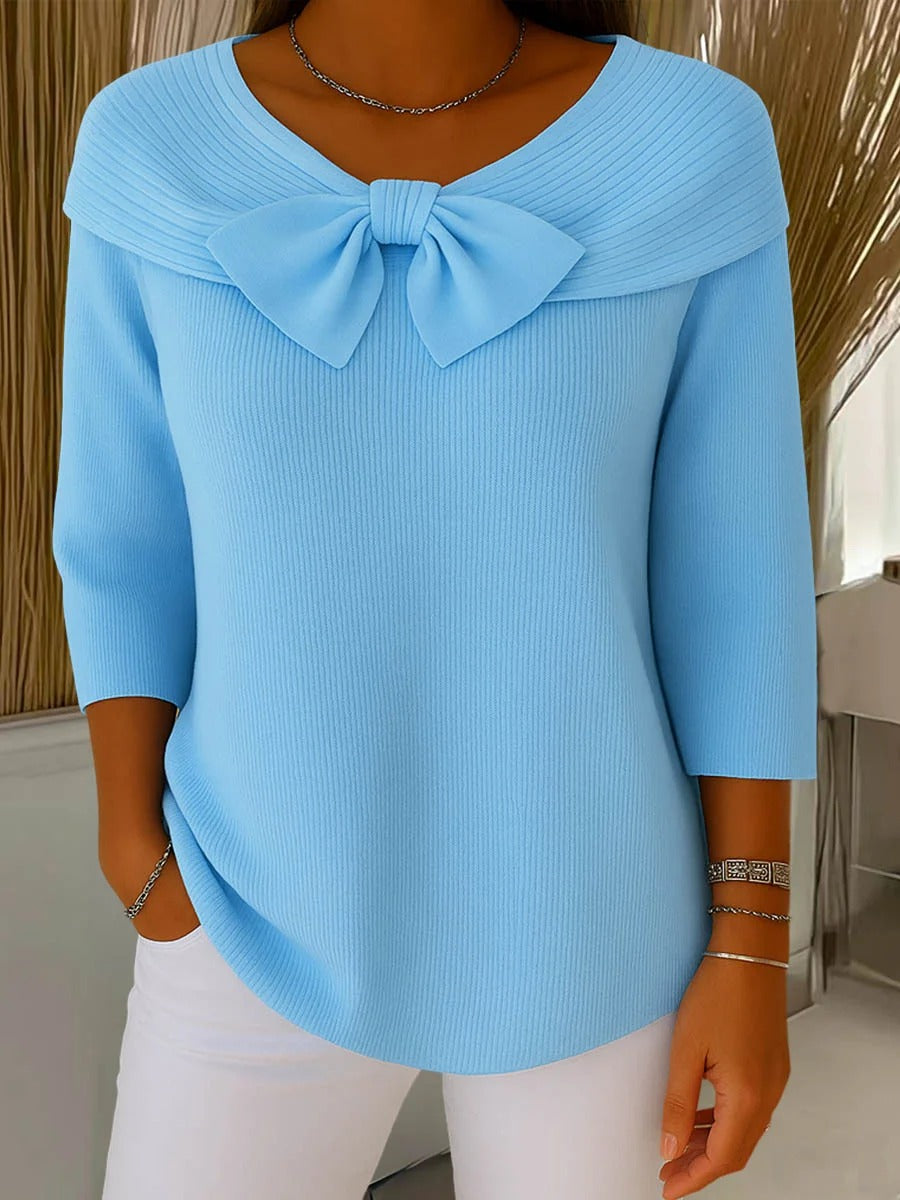 TIVELLA | SWEATER WITH BOW AND ROUND NECKLINE
