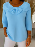 TIVELLA | SWEATER WITH BOW AND ROUND NECKLINE