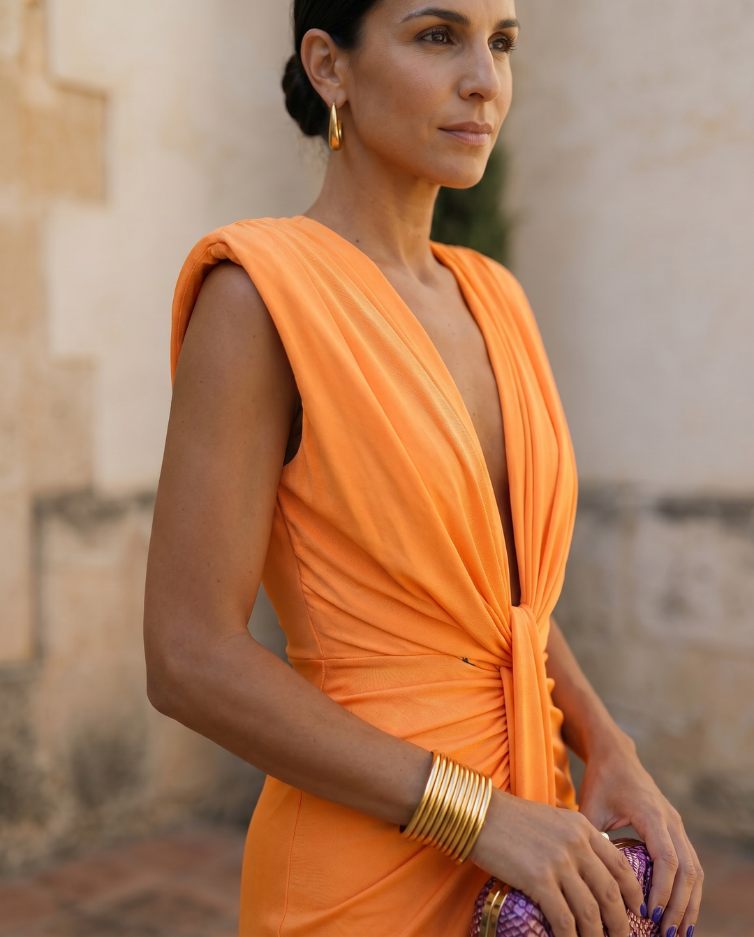 Selena | Draped Dress in Fiery Red