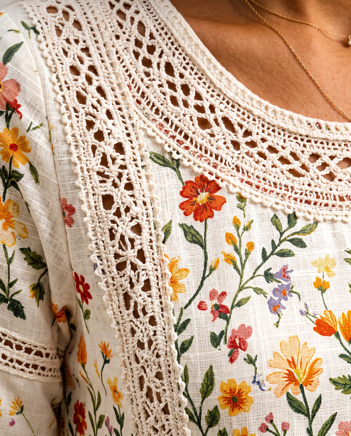 Flower Meadow Charm Midi Dress