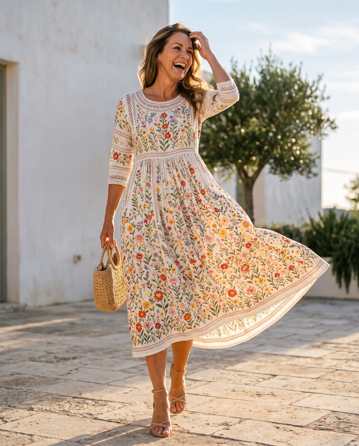 Flower Meadow Charm Midi Dress