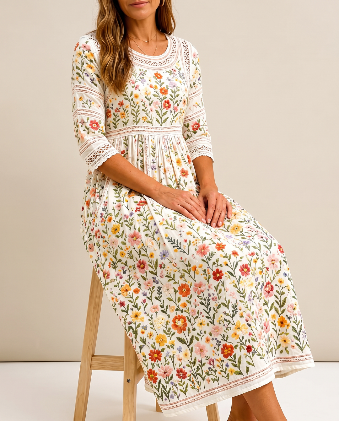 Flower Meadow Charm Midi Dress