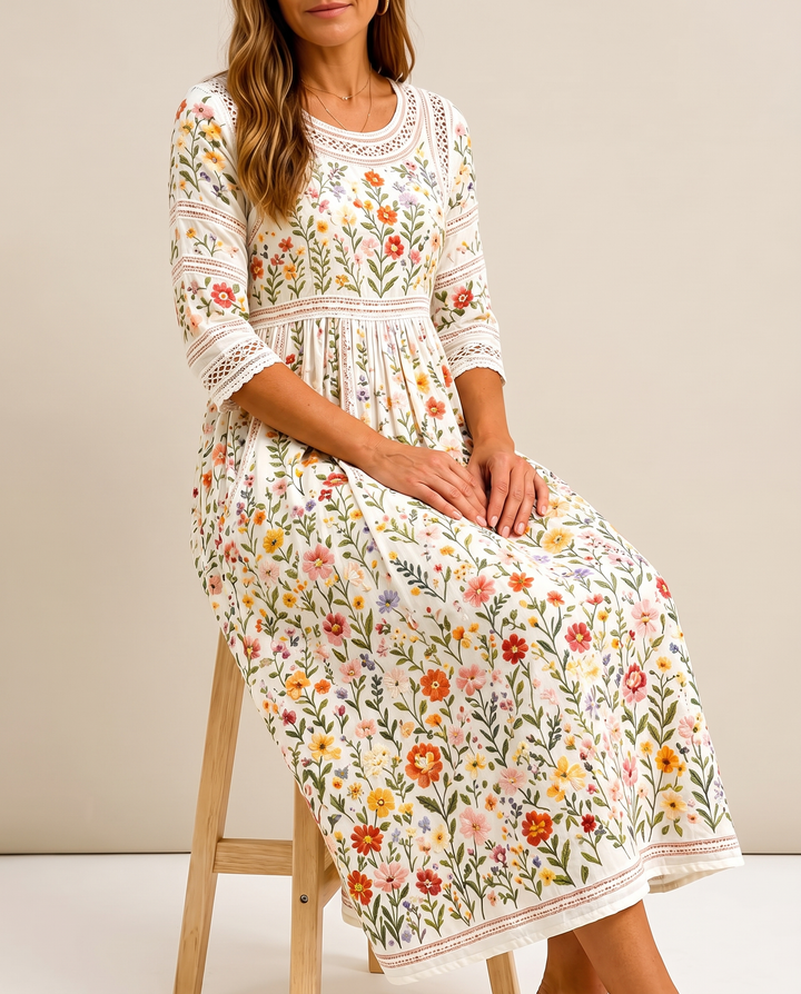 Flower Meadow Charm Midi Dress