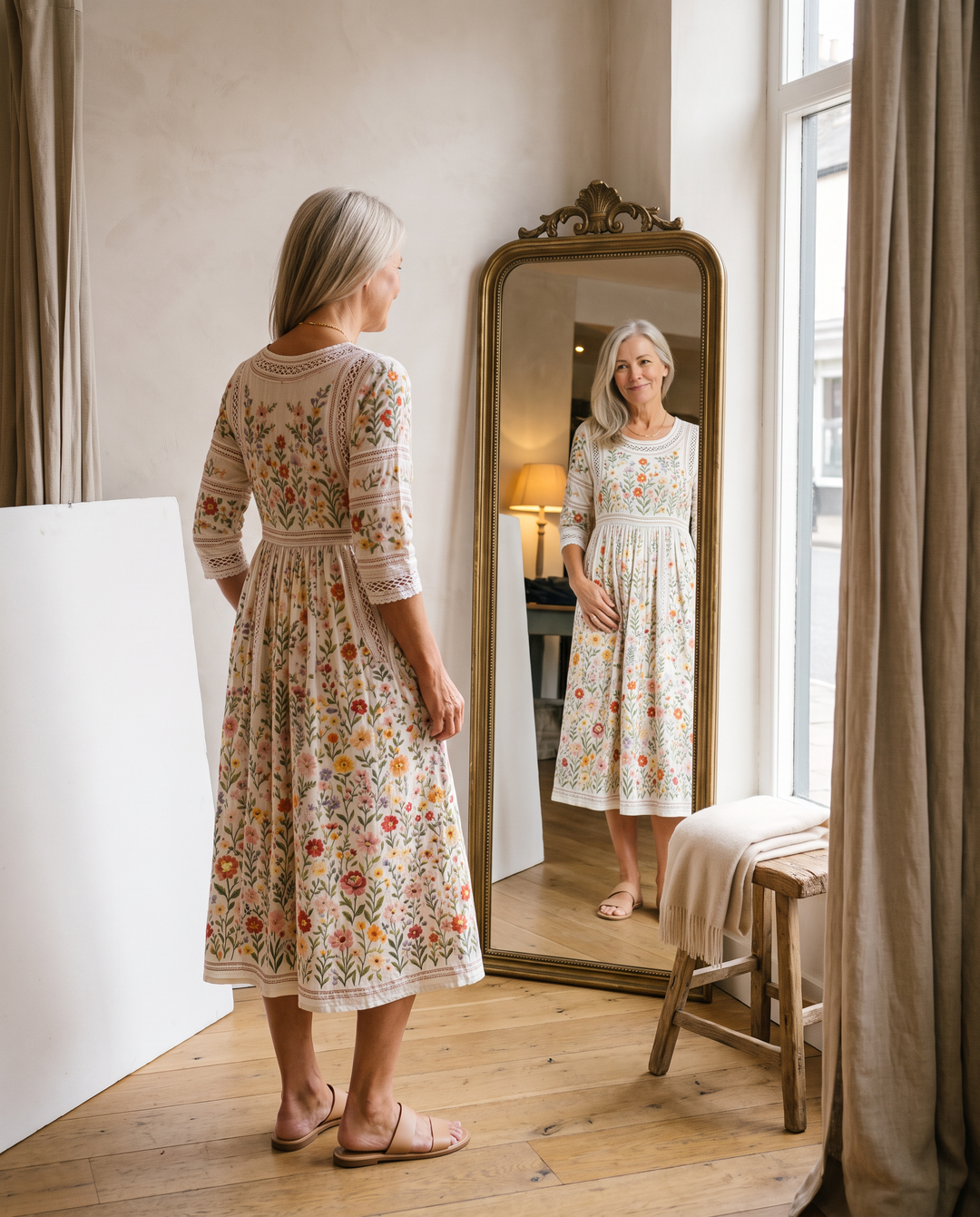 Flower Meadow Charm Midi Dress