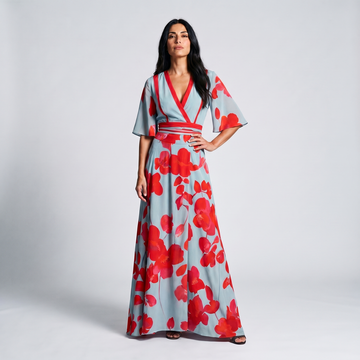 FLORAL | WRAP MAXI DRESS FOR WOMEN