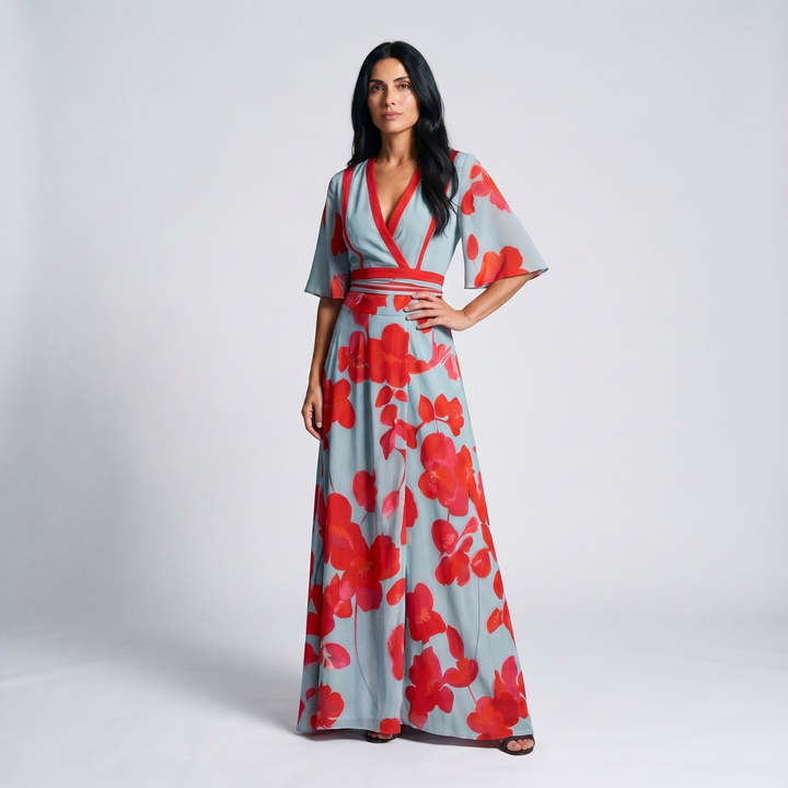 FLORAL | WRAP MAXI DRESS FOR WOMEN