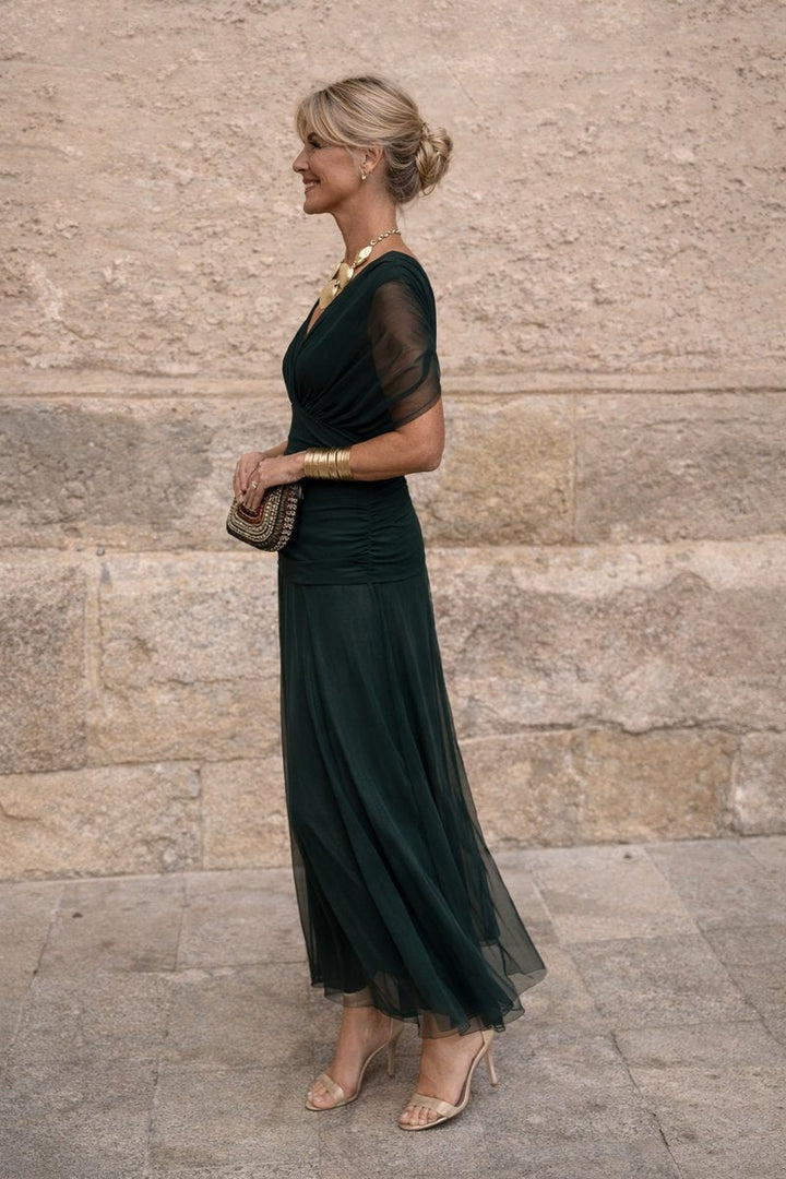 AMELIA | ELEGANT WRAP MAXI DRESS FOR WOMEN